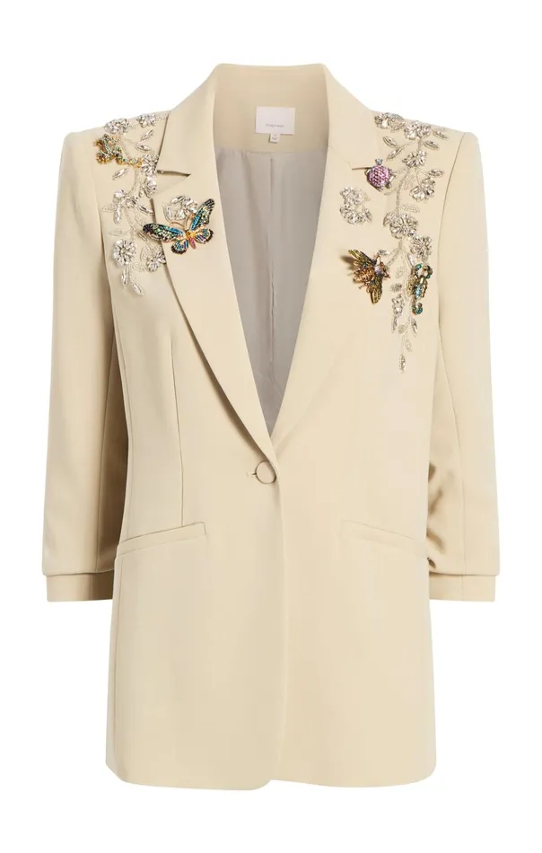 Women Cinq Sept Blazers Diamond Vines Khloe Blazer Khakisilver