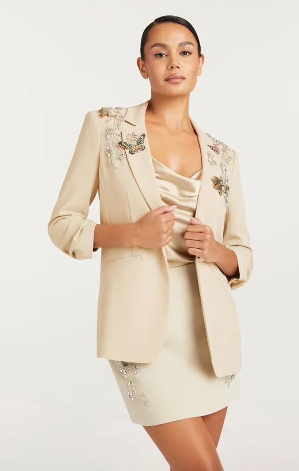 Women Cinq Sept Blazers Diamond Vines Khloe Blazer Khakisilver