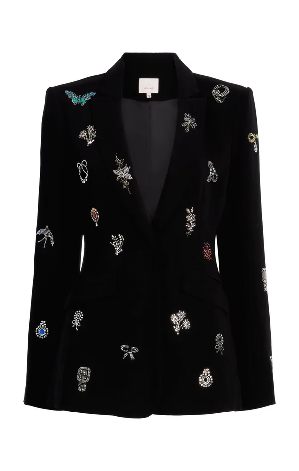 Women Cinq Sept Blazers Heatset Brooches Embellished Cheyenne Blazer Black Multi Women Cinq Sept Blazers Heatset Brooches Embellished Cheyenne Blazer Black Multi