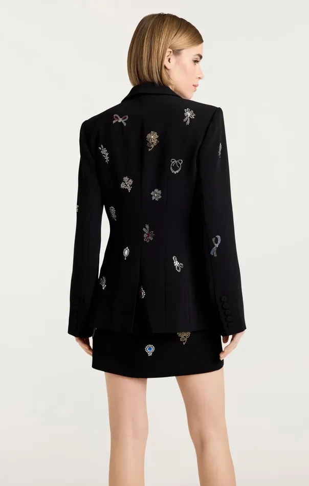 Women Cinq Sept Blazers Heatset Brooches Embellished Cheyenne Blazer Black Multi