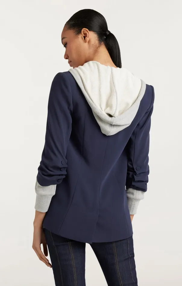 Women Cinq Sept Blazers Hooded Khloe Jacket Navyheather Grey