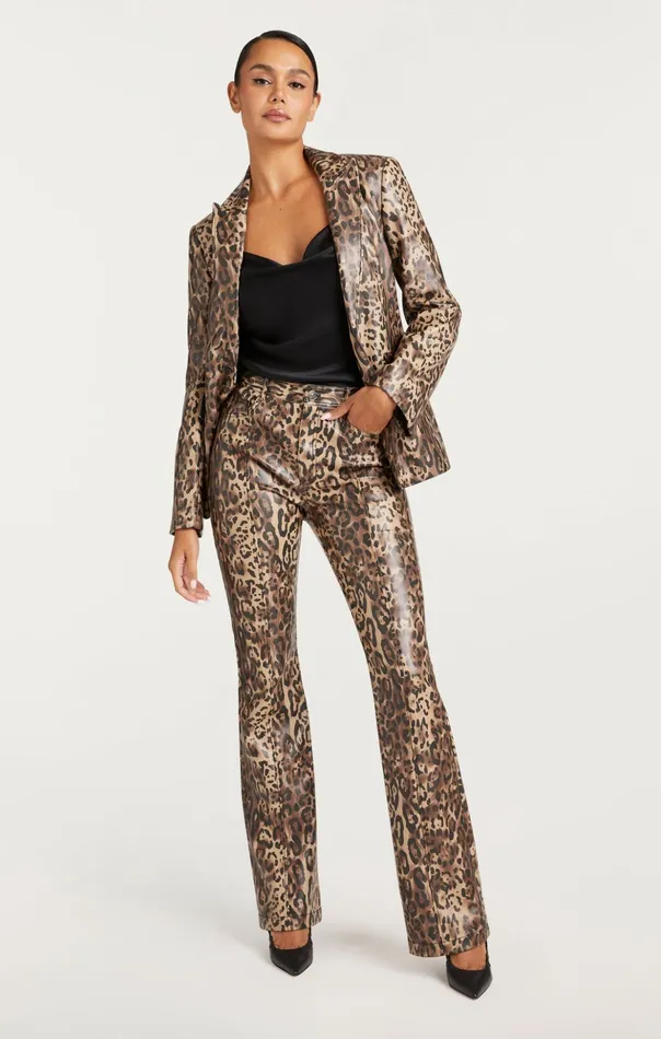 Women Cinq Sept Blazers Leopard Vegan Leather Cheyenne Blazer Blacksahara