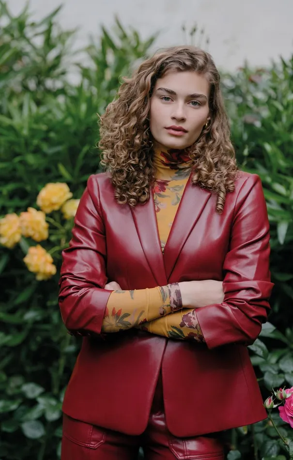Women Cinq Sept Blazers Vegan Leather Kylie Blazer Rhubarb