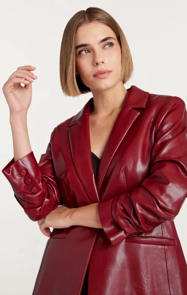 Women Cinq Sept Blazers Vegan Leather Kylie Blazer Rhubarb
