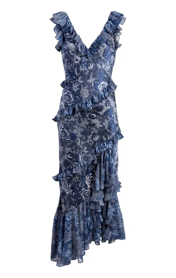Women Cinq Sept Cocktail and Evening Indigo Floral Ora Dress Indigo Multi
