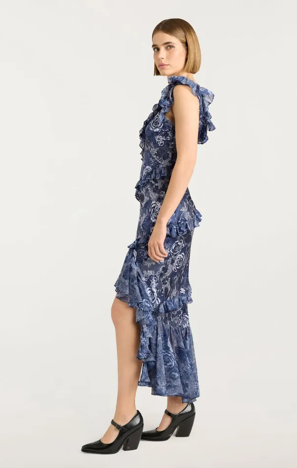 Women Cinq Sept Cocktail and Evening Indigo Floral Ora Dress Indigo Multi