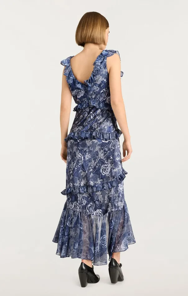 Women Cinq Sept Cocktail and Evening Indigo Floral Ora Dress Indigo Multi