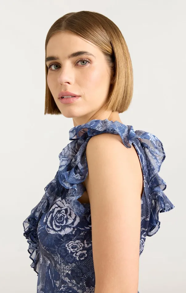Women Cinq Sept Cocktail and Evening Indigo Floral Ora Dress Indigo Multi
