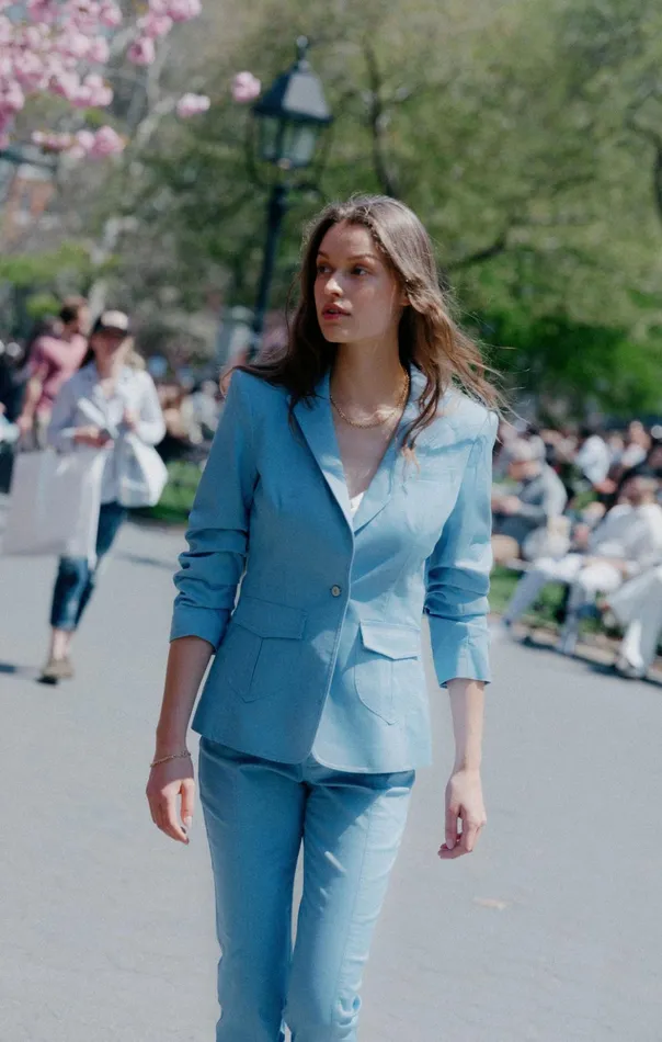 Women Cinq Sept Denim Louisa Jacket Blissful Blue