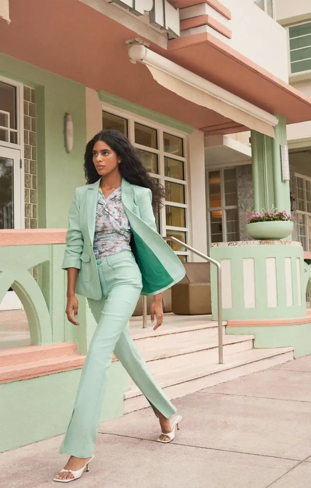 Women Cinq Sept Denim Louisa Jacket Light Marine Green