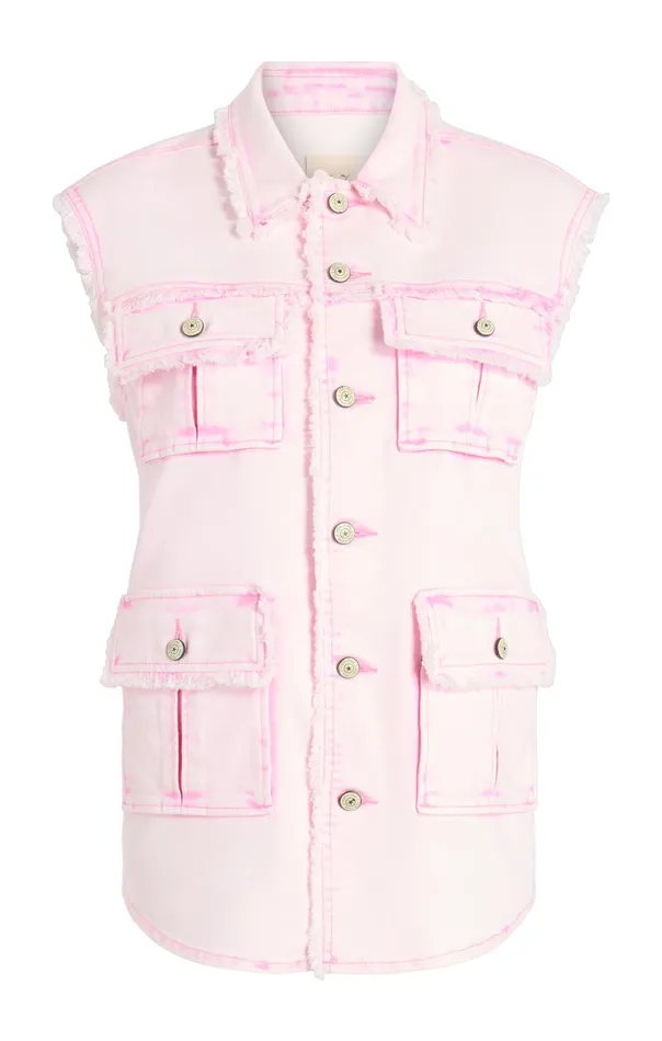 Women Cinq Sept Denim Sleeveless Vera Jacket Flamingo