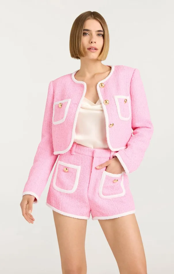Women Cinq Sept Jackets Contrast Auden Jacket Flamingowhite