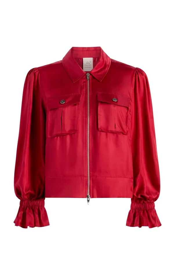 Women Cinq Sept Jackets Long Sleeve Holly Jacket Red Currant
