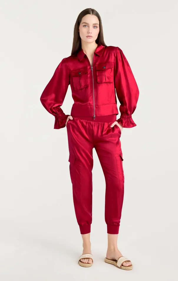 Women Cinq Sept Jackets Long Sleeve Holly Jacket Red Currant