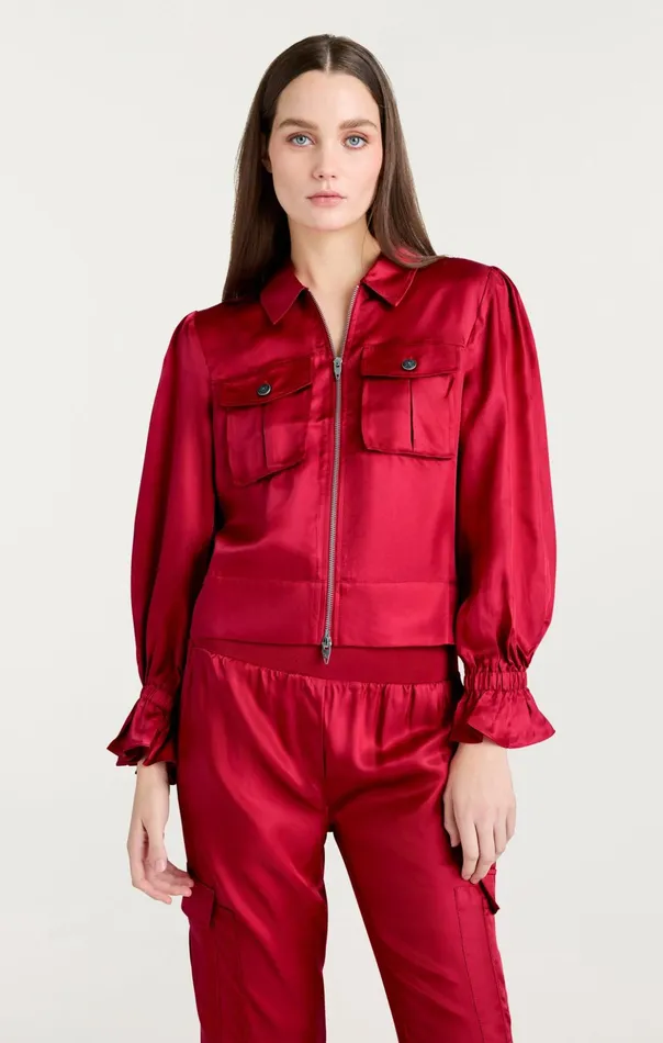 Women Cinq Sept Jackets Long Sleeve Holly Jacket Red Currant