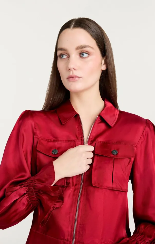 Women Cinq Sept Jackets Long Sleeve Holly Jacket Red Currant
