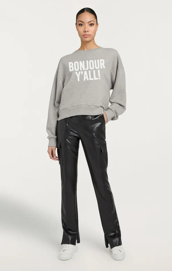 Women Cinq Sept Long Sleeve Tops Bonjour Y039all Brandy Pullover Heather Greywhite