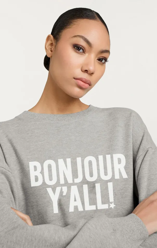 Women Cinq Sept Long Sleeve Tops Bonjour Y039all Brandy Pullover Heather Greywhite