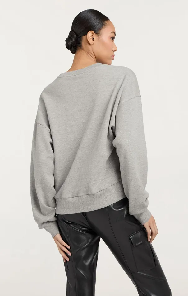 Women Cinq Sept Long Sleeve Tops Rhinestone Paris New York Brandy Pullover Heather Greyblack