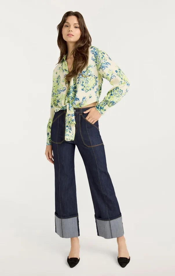 Women Cinq Sept Long Sleeve Tops Seaside Bouquet Marianna Top Light Plaster Multi