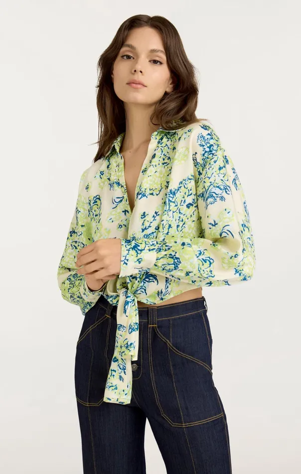 Women Cinq Sept Long Sleeve Tops Seaside Bouquet Marianna Top Light Plaster Multi