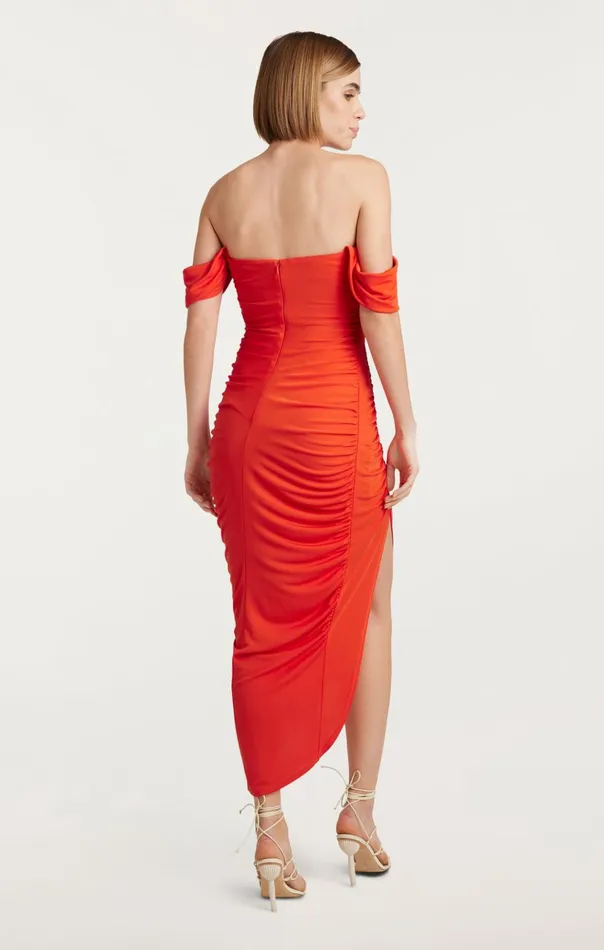 Women Cinq Sept Midi Delaney Dress Deep Tangelo