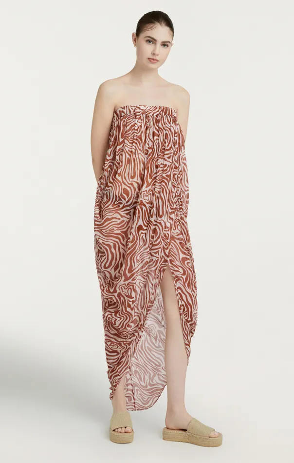 Women Cinq Sept Midi Woodblock Zebra Libbie Coverup Sequoiaivory