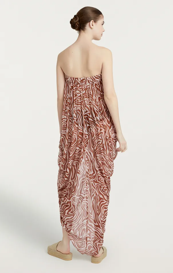 Women Cinq Sept Midi Woodblock Zebra Libbie Coverup Sequoiaivory