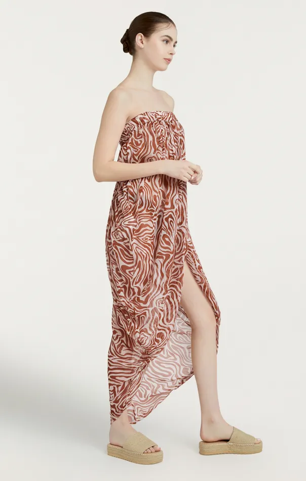 Women Cinq Sept Midi Woodblock Zebra Libbie Coverup Sequoiaivory