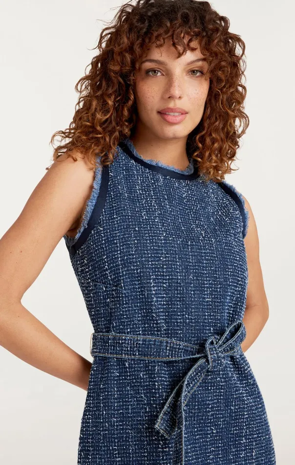 Women Cinq Sept Mini Boucle Denim Mindie Dress Indigo