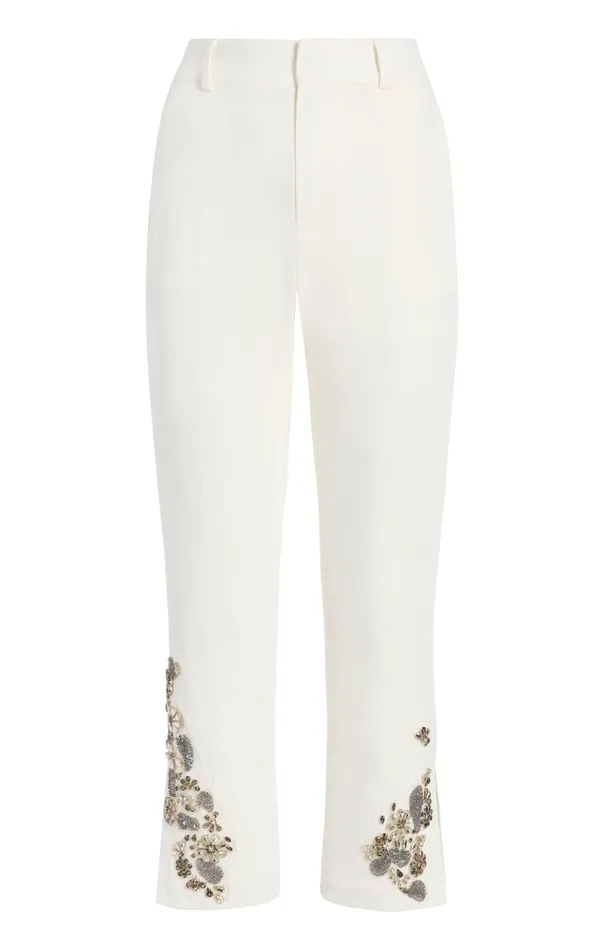 Women Cinq Sept Pants Diamond Daisies Cropped Kerry Pant Ivorysmoke