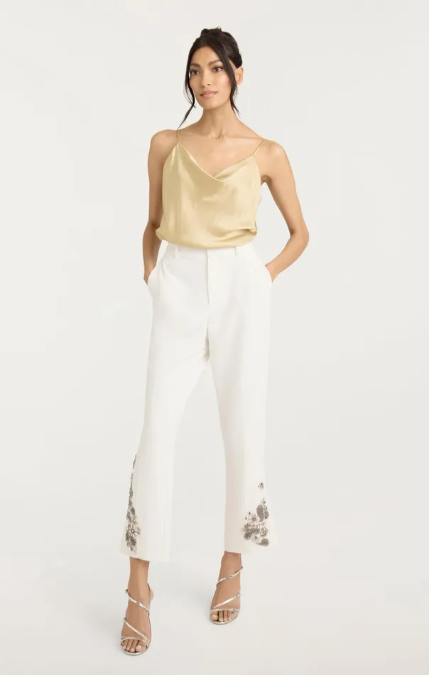 Women Cinq Sept Pants Diamond Daisies Cropped Kerry Pant Ivorysmoke