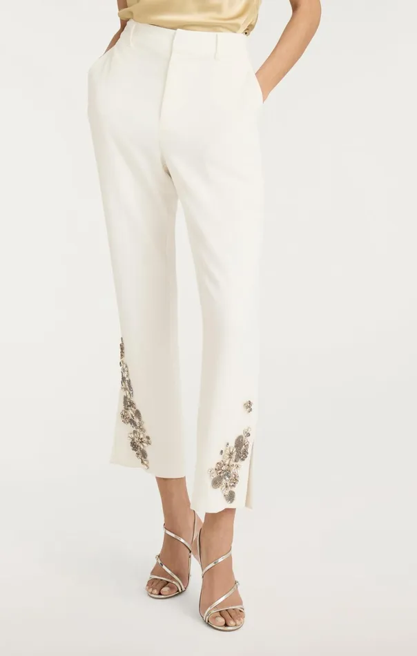Women Cinq Sept Pants Diamond Daisies Cropped Kerry Pant Ivorysmoke