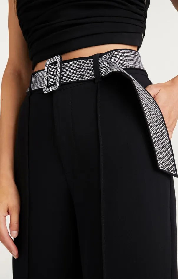 Women Cinq Sept Pants Heatset Belt Ester Pant Black