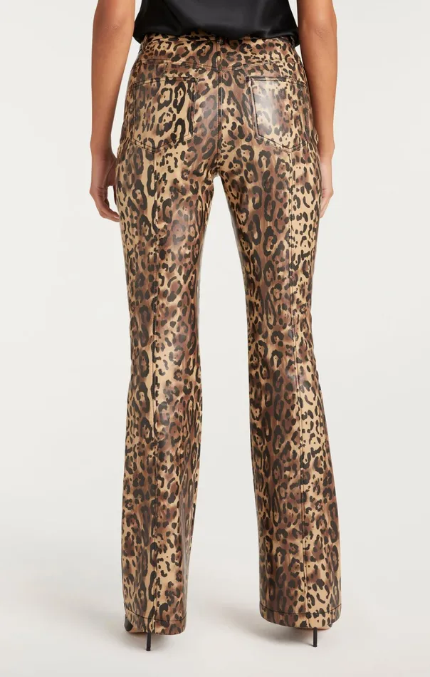 Women Cinq Sept Pants Leopard Vegan Leather Miller Pant Blacksahara
