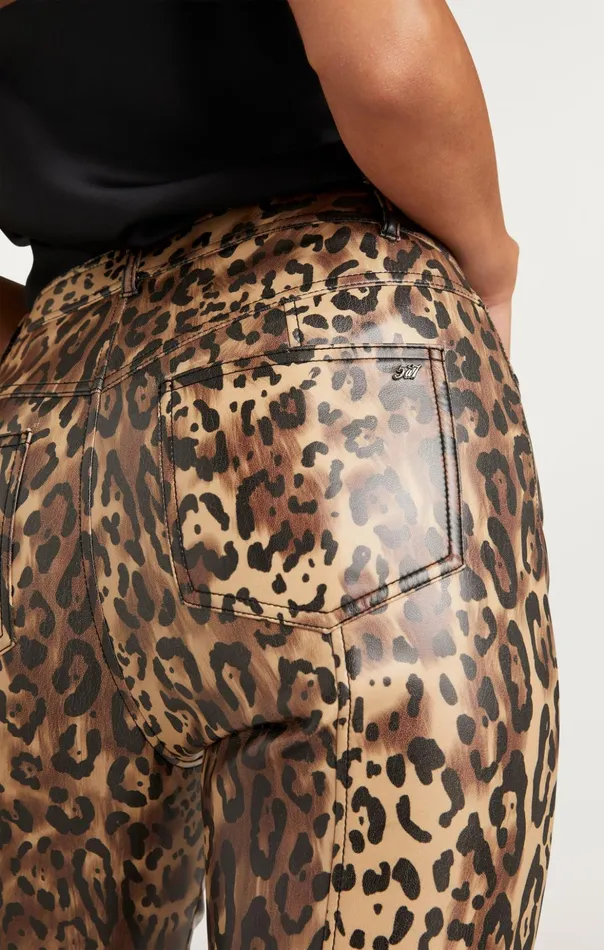 Women Cinq Sept Pants Leopard Vegan Leather Miller Pant Blacksahara