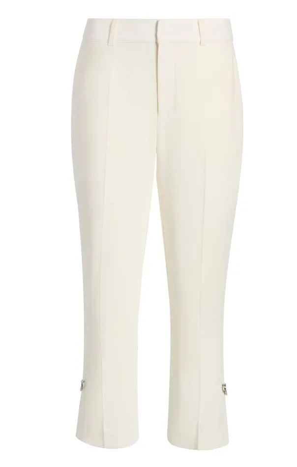 Women Cinq Sept Pants Rhinestone Pin Cropped Kerry Pant Ivory
