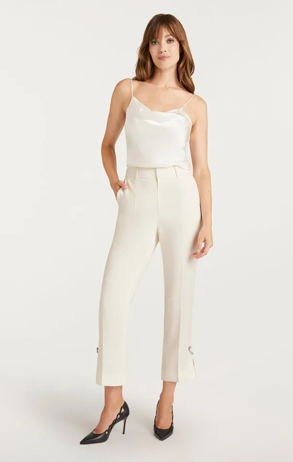Women Cinq Sept Pants Rhinestone Pin Cropped Kerry Pant Ivory