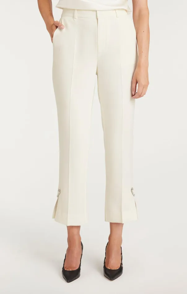 Women Cinq Sept Pants Rhinestone Pin Cropped Kerry Pant Ivory