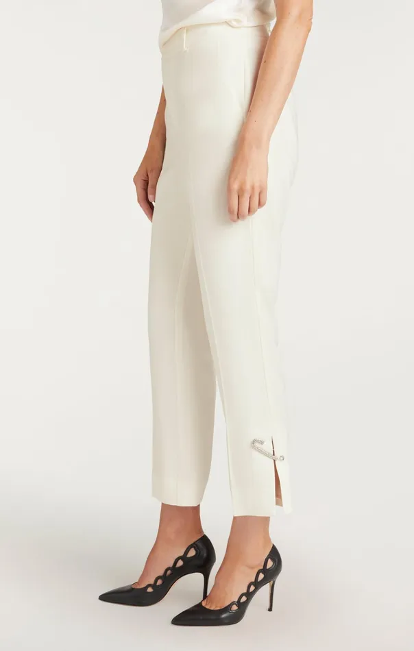 Women Cinq Sept Pants Rhinestone Pin Cropped Kerry Pant Ivory