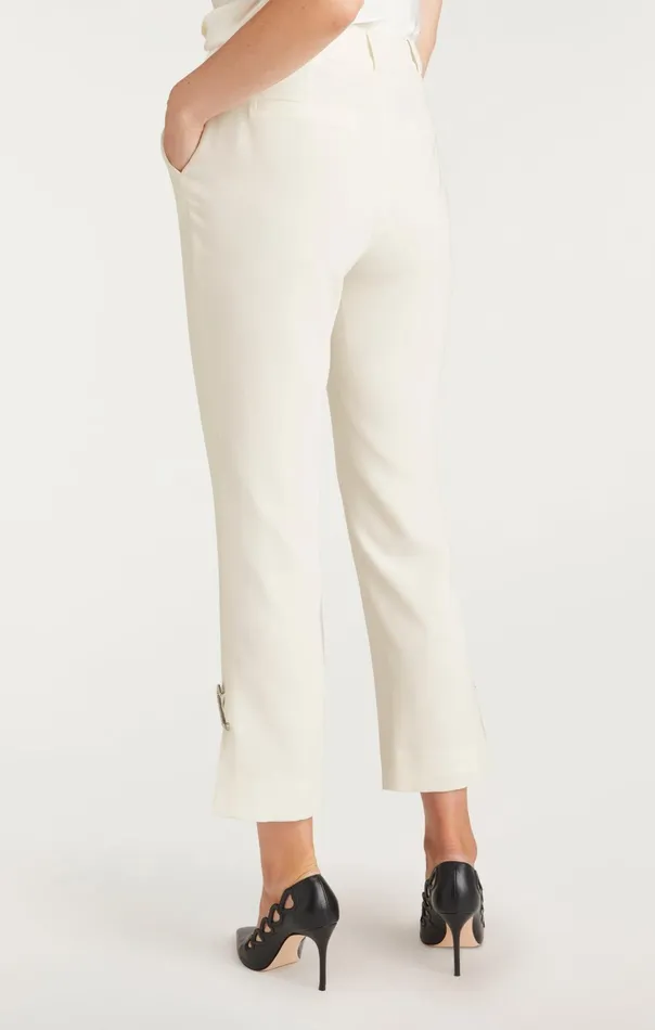 Women Cinq Sept Pants Rhinestone Pin Cropped Kerry Pant Ivory