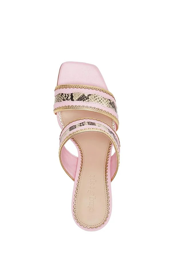 Women Cinq Sept Rosalie Metallic Snake Sandal Venus Pinkgold