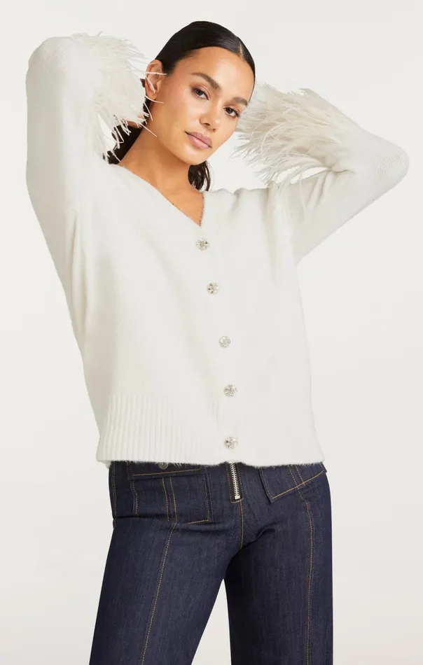 Women Cinq Sept Sweaters and Knits Briana Cardigan Ivory