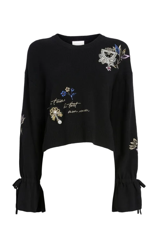 Women Cinq Sept Sweaters and Knits Heritage Patch Tasha Pullover Black Multi
