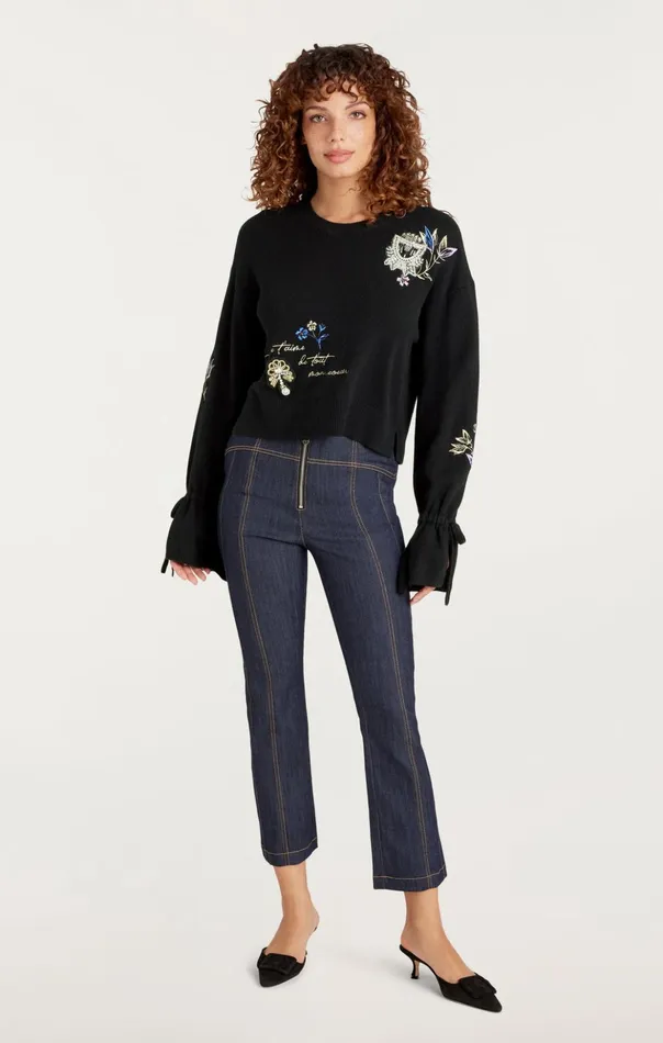Women Cinq Sept Sweaters and Knits Heritage Patch Tasha Pullover Black Multi