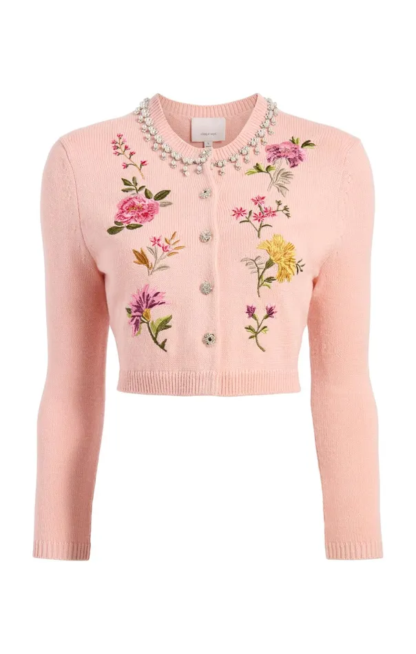 Women Cinq Sept Sweaters and Knits Isolde Embroidered Cardigan Soft Pink Multi Women Cinq Sept Sweaters and Knits Isolde Embroidered Cardigan Soft Pink Multi