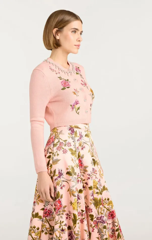 Women Cinq Sept Sweaters and Knits Isolde Embroidered Cardigan Soft Pink Multi