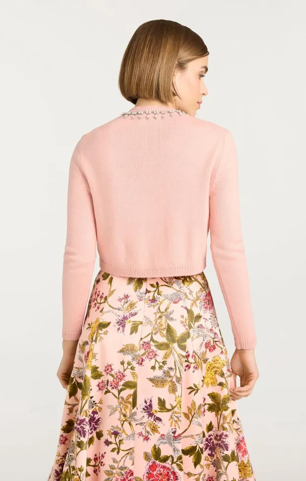 Women Cinq Sept Sweaters and Knits Isolde Embroidered Cardigan Soft Pink Multi