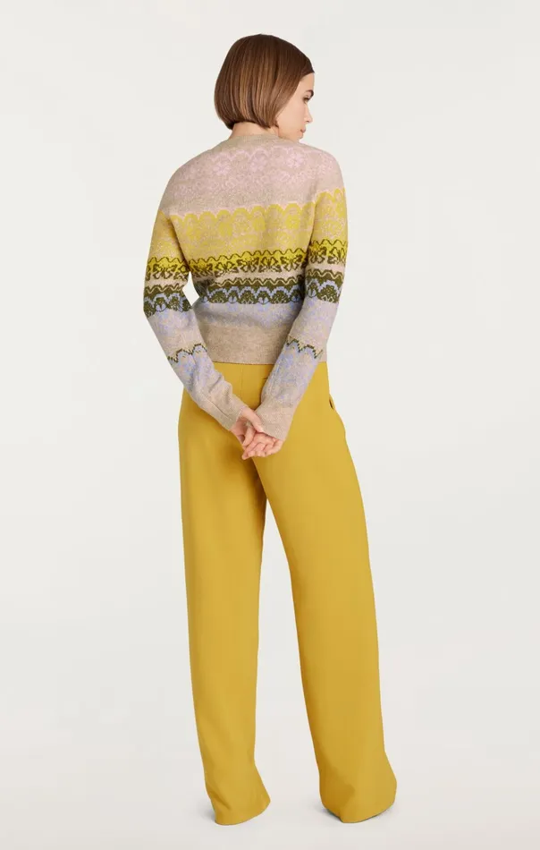 Women Cinq Sept Sweaters and Knits Lace Fair Isle Pullover Oatmeal Multi