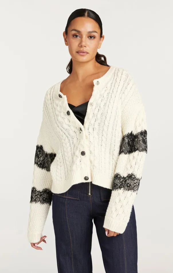 Women Cinq Sept Sweaters and Knits Louise Cardigan Ivoryblack